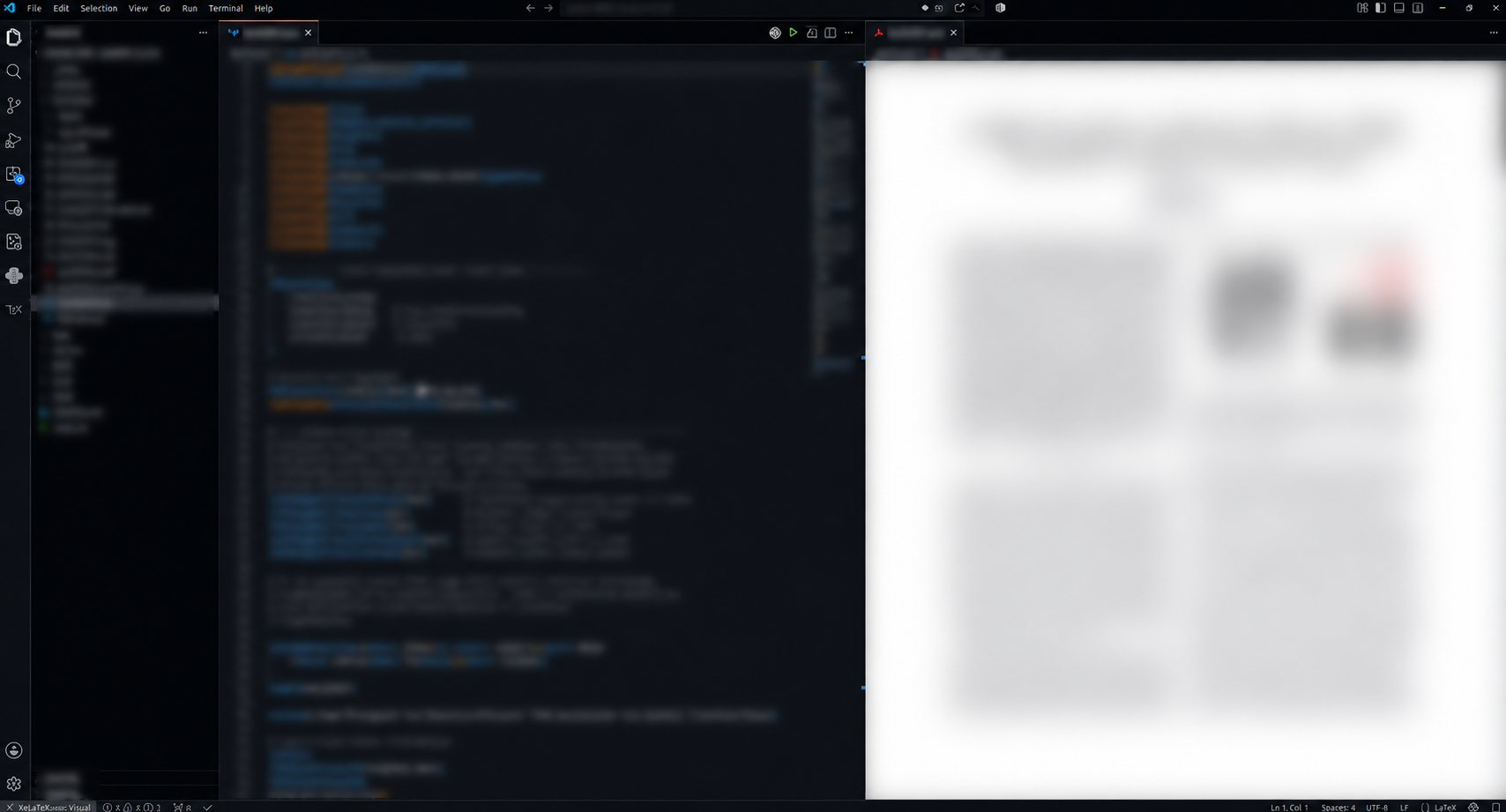 Figure 1. WSL Ubuntu와 VS Code를 이용해 구성한 LaTeX 논문 작성 환경.